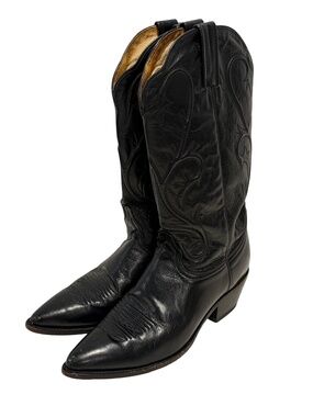 DAN POST Womens Cowboy Western Boots Black Leather Size 9.5 M